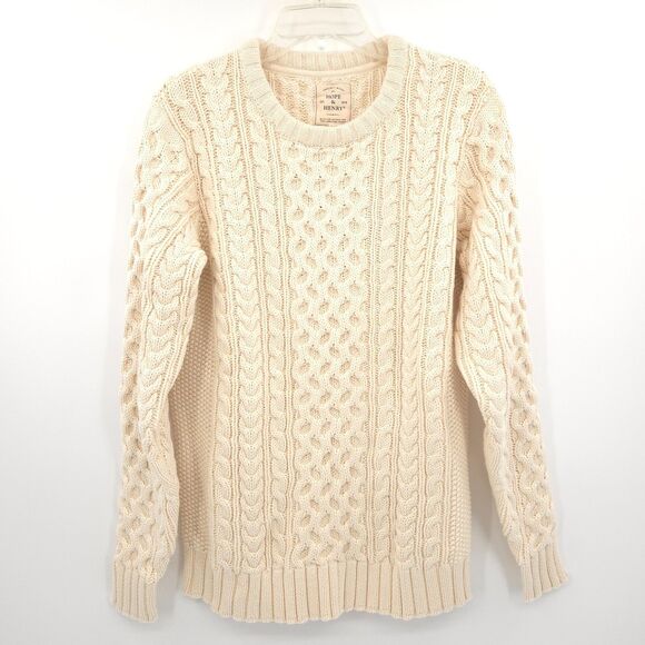 Hope and Henry NWT  fishermen cable knit pullover sweater Size S organic cotton - Picture 1 of 8